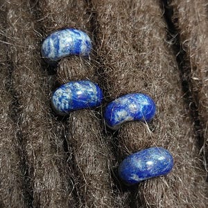 Lapis Lazuli Dreadlock Beads: 6mm Hole, Set of 4, Loc Jewelry