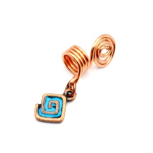 Copper Dreadlock Coil: Antique Patina Geometric Swirl Loc Jewelry