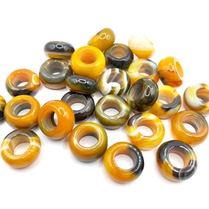 Large Agate Gemstone Dread Beads 9-9.5mm 2 Pc, Loc Beads, Dreadlock Jewelry, Big Hole Hair Beads, Dread Accessories, Large Hole Stone Beads
