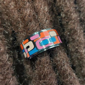 XL Geometric Dread Bead – 18mm Hole Loc Tie | Art Deco Hair Bead, Fidget Hair Ring, Dread Accessories, Large Loc Jewelry, Hair Cuff