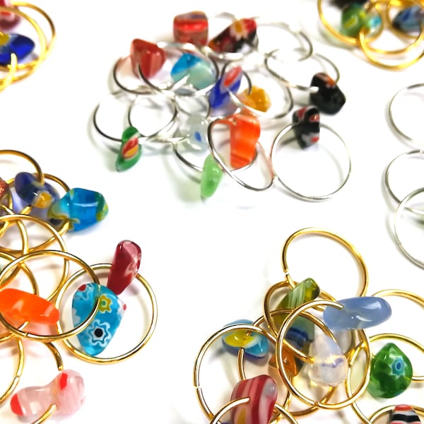 Rainbow Glass Bead Braid Rings 12 Pc, Loc Jewelry, Dread Beads, Braid Jewelry, Boho Hair Jewelry, Hair Beads, Loc Rings, Hair Hoops