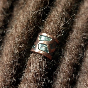 Giraffe Print Bronze Hair Bead, 7.5mm Hole Dread Bead, Loc Jewelry, Beard Bead, Big Hole Metal Bead, Dreadlock Accessories, Tribal Hair