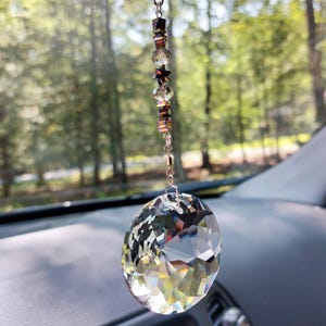Crystal Prism Rainbow Rear View Mirror Charm, Car Accessory Gifts, New Car Gift, Aesthetic Car Decor, Suncatcher Car Charm, Rainbow Maker