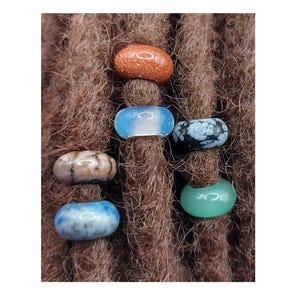 Gemstone Hair Beads: Assorted Dreadlock Jewelry, 6 pc Set Grab Bag
