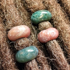 India Agate Dreadlock Beads: 6mm Hole, Braid/Beard Jewelry (4 Pc)