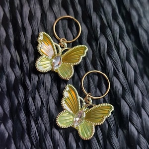 Enamel Butterfly 2 Pc Braid Rings, Loc Jewelry, Hair Rings, Dread Jewelry, Hair Charms, Hair Hoops, Dread Rings, Loc Rings, Butterfly Gift