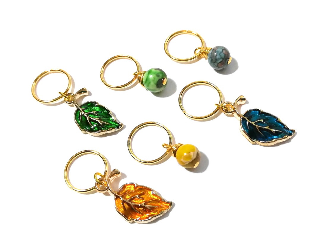 Gemstone & Leaf Charm Hair Jewelry Set Braid Rings Boho Hair Etsy