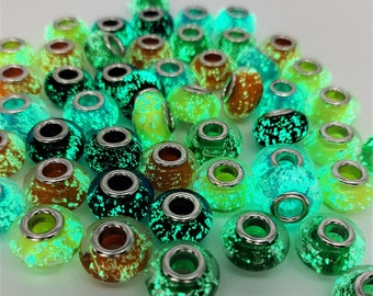 Firefly Glow in the Dark Dread Beads 5mm Hole, Loc Beads, Dreadlock Jewelry, Hair Beads, Fairy Locs, Large Hole Beads, Euro Beads