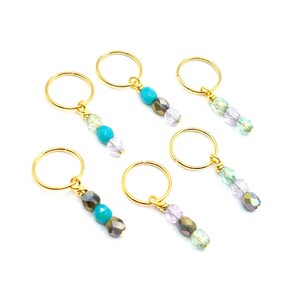 Boho Glass Bead Braid Rings 6 Pc, Loc Jewelry, Hair Hoops, Dread Beads, Hair Rings, Beaded Hair Jewelry, Hair Beads, Hippie Hair, Hair Charm