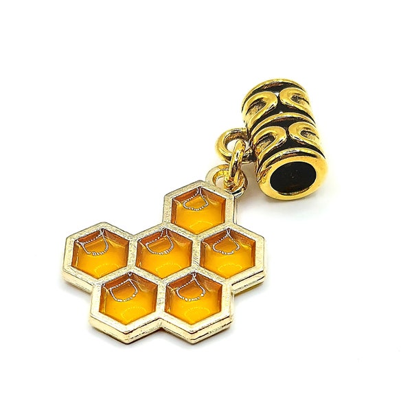 Honeycomb Charm Loc Jewelry Cuff 4 or 5mm, Loc Beads, Hair Beads, Small Dread Beads, Sisterlocks Jewelry, Loc Accessories, Add On Charms