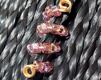 Iridescent Iris Loc Coil 4.5mm Hole: Gold or Silver Braid Jewelry, Dread Wrap