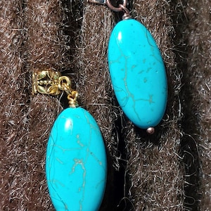Turquoise Magnesite Stone Loc Cuff 5.5mm Hole, Loc Jewelry, Dread Bead, Boho Hair Jewelry, Hair Charm, Jewelry for Braids, Dread Accessories