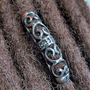 Stainless Steel 6.5mm Hole Tube Loc Bead 1 Pc, Dread Beads, Dread Jewelry, Hair Beads, Dread Accessories, Beard Beads, Spacer Beads, Viking