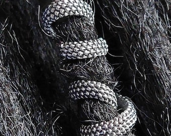 Serpent Dragon Scale Hair Beads 2 Pc Set: Loc/Dread/Beard Jewelry (5mm Hole)