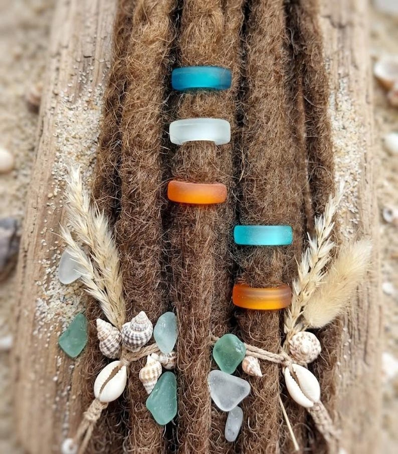 Beach-Style Glass Dread Beads: Loc & Hair Jewelry - 6mm Hole (4 Pc Set) image 1