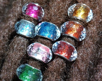 Sparkly Glass Hair Beads: Dread Loc & Braid Jewelry (4.5-5mm Hole)