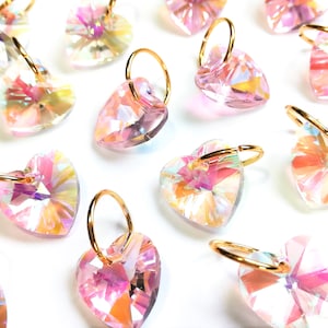 Glass Heart Braid Rings Pink or Crystal 5 Pc, Loc Jewelry, Hair Beads, Dread Rings, Dread Jewelry, Sisterlocks, Hair Hoops, Loc Accessories