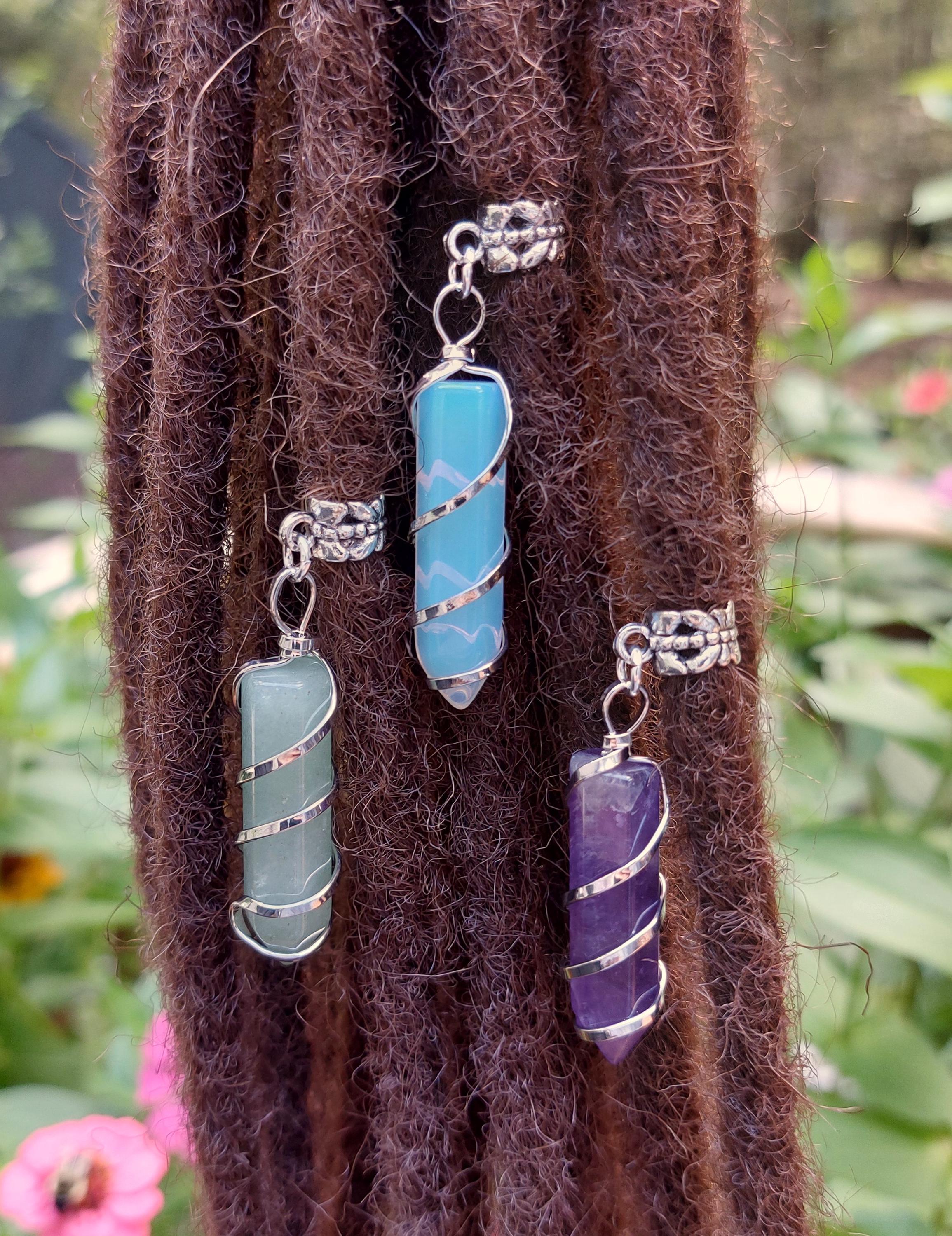 Crystal Point Dread Cuff (5.5mm Hole): Silver Wire Wrapped 