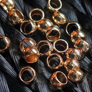 30 TINY Golden Brass Loc Beads 2.5mm Hole, Tiny Loc Jewelry, Sisterlocks, Small Hair Beads, Loc Accessories, Jewelry Supply, Spacer Beads