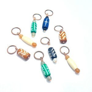Carved Horn & Bone Bead Braid Rings 8 Pc, Loc Jewelry, Hair Rings, Dread Rings, Braid Jewelry, Boho Hair Jewelry, Hair Beads, Loc Rings