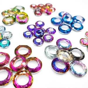 Clearance Colorful Silver Backed Glass Ring Beads, Dread Beads, Dread Jewelry, Hair Beads, Dread Accessories, Large Hole Beads, Spacer Beads