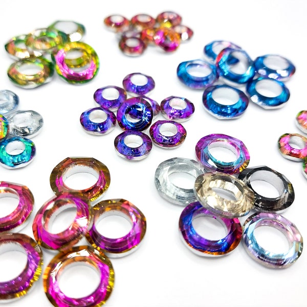 Colorful Two-Tone Crystal Glass Beads 4/6/8mm, Dread Beads, Dread Jewelry, Hair Beads, Dread Accessories, Large Hole Beads, Spacer Beads