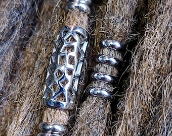 Stainless Steel Loc and Beard Bead Set: 6mm or 8/9mm Hole