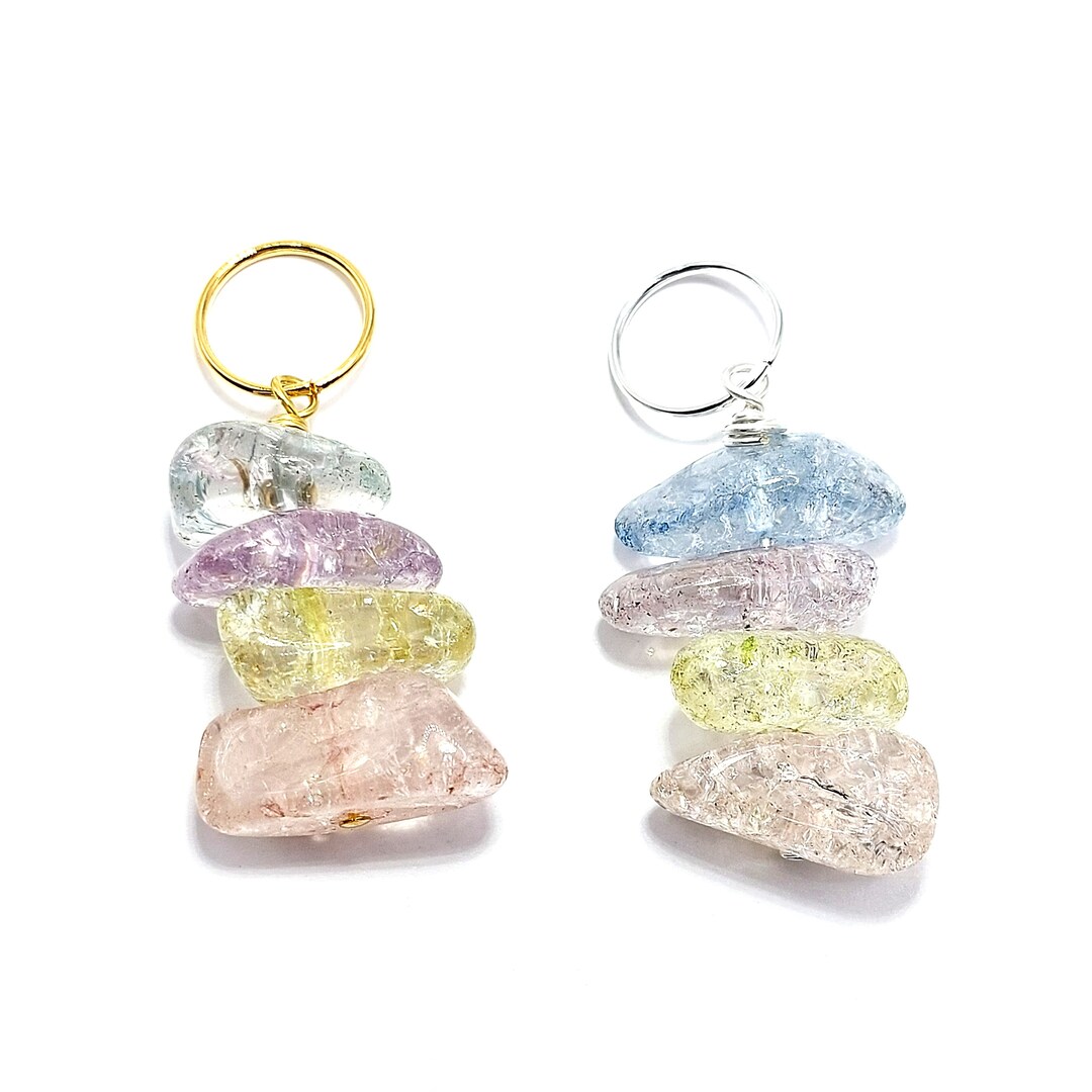 Large Stacked Quartz Crystal Dangle Hair Ring 1 Pc, Loc Jewelry, Boho ...