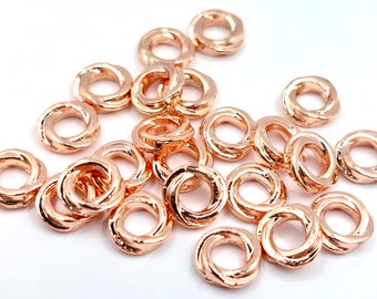 25 Rose Gold Brass Twist Small Loc Beads 3mm, Loc Jewelry, Sisterlocks, Hair Beads, Loc Accessories, Jewelry Supply, Spacer Beads, Loc Rings