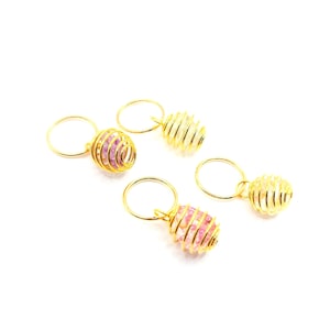 Caged Quartz Crystal Hair Rings: Boho Braid Jewelry, Loc Accessories - Set of 4 image 3