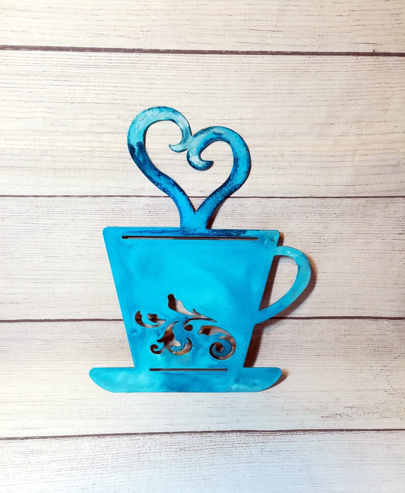 Turquoise Coffee Decor Metal Coffee Art Coffee Wall Decor Etsy