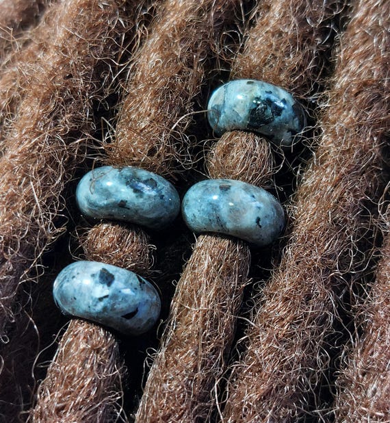Black Spectrolite Dreadlock Beads: Iridescent Hair/Beard Jewelry (6mm Hole)