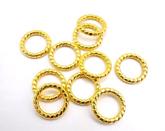 10 Golden Brass Twisted Loc Rings 4/6mm, Loc Jewelry, Sisterlocks, Hair Beads, Loc Accessories, Big Hole Beads, Jewelry Supply, Spacer Beads