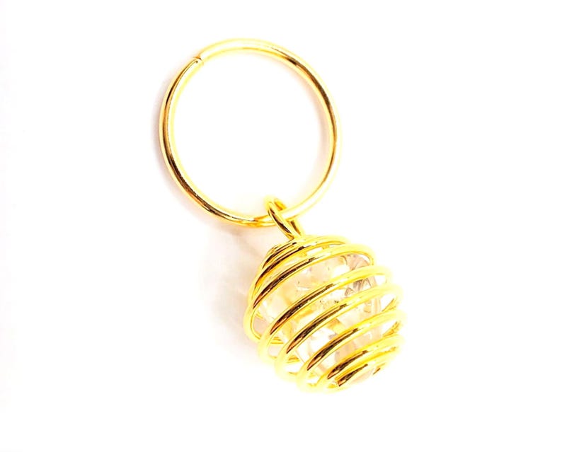 Caged Quartz Crystal Hair Rings: Boho Braid Jewelry, Loc Accessories - Set of 4 image 6