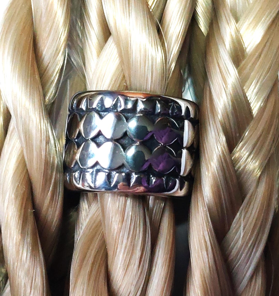 Patterned Stainless Steel Dreadlock Bead: 8mm Viking Braid/beard Ring ...