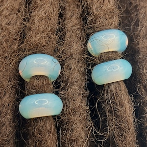 Opalite Opal Stone Loc Beads 5-6mm Hole 4 Pc, Dread Beads, Dreadlock Jewelry, Hair Beads, Dread Accessories, Large Hole Beads, Beard Beads