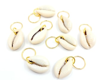 8 Cowrie Shell Hair Rings: Gold or Silver Braid/Loc Jewelry