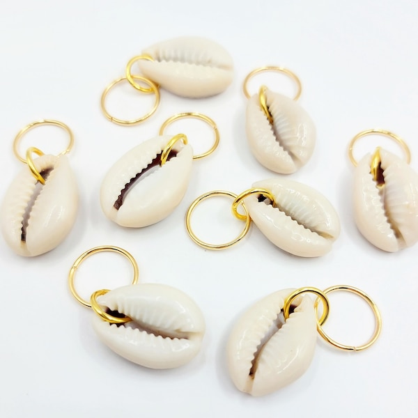 8 Pc Cowrie Hair Rings Gold or Silver, Loc Jewelry, Braid Rings, Dread Jewelry, Dread Accessories, Hair Hoops, Wedding Hair Jewelry