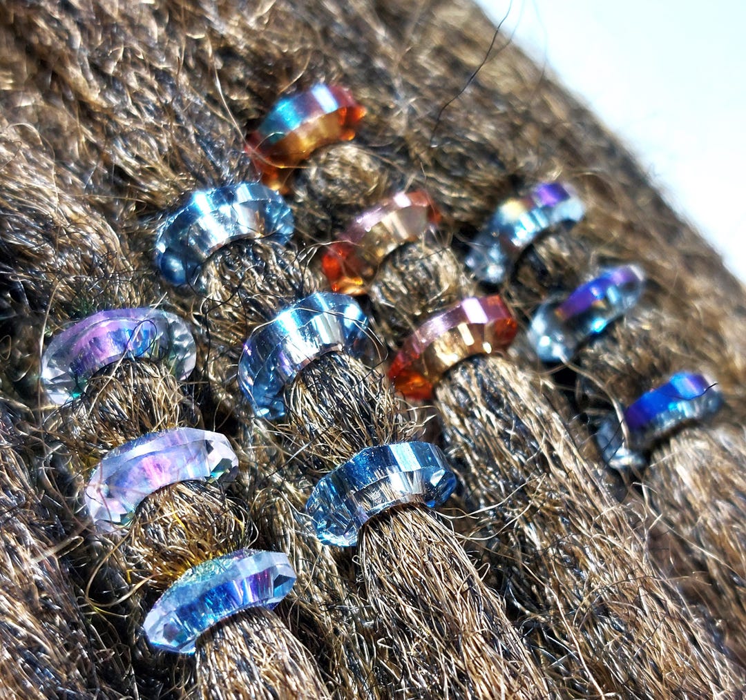 Crystal Cut Glass Hair Beads: 14mm Hole Large Hole Loc