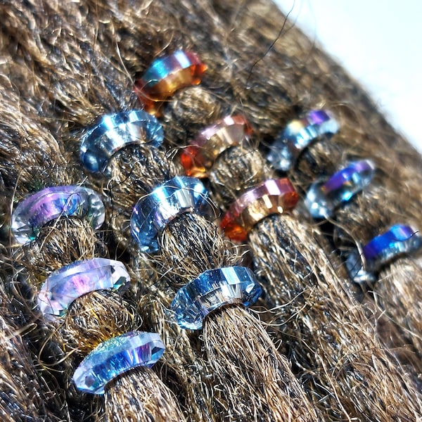 Crystal Cut Glass Hair Beads: 3.5mm - 12mm Hole Large Hole Loc Jewelry, Braid Accessories
