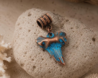 Copper Patina Shark Tooth Loc Cuff: 5mm Hole Dread Jewelry