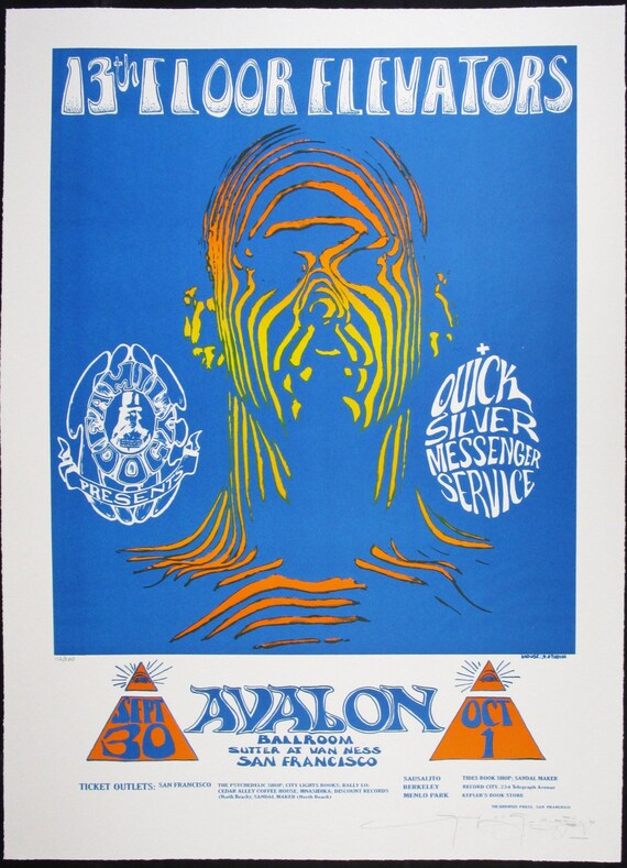 13th Floor Elevators Family Dog Lithograph Poster Limited Edition Of 500 Signed By Stanley Mouse And Alton Kelley Coa