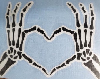 Vinyl car decal -Skeleton hand heart- Free shipping