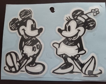 Vinyl decal - Disney Mickey & Minnie Vintage- Free shipping