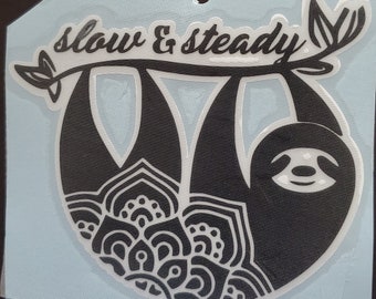 Vinyl decal - Sloth Slow & Steady - Free shipping