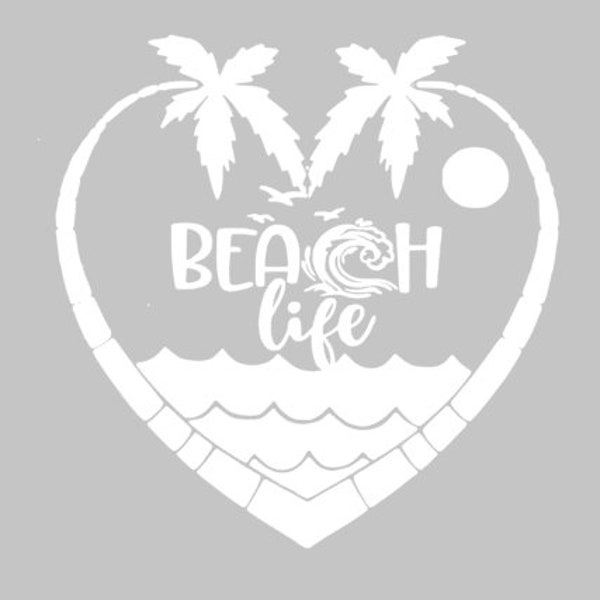 Vinyl decal - Beach Life Heart - Free shipping