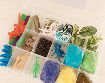 Sensory Kit . Sensory Bin . Sensory Box . Sensory Play . Play Dough Kit . Busy Box . Kid Gift . Dinosaur Playdough Kit
