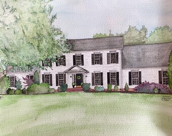 Custom House Painting, Custom House Drawing, Custom Home Painting, Custom Home Drawing, House Watercolor Painting, Custom Home Portrait