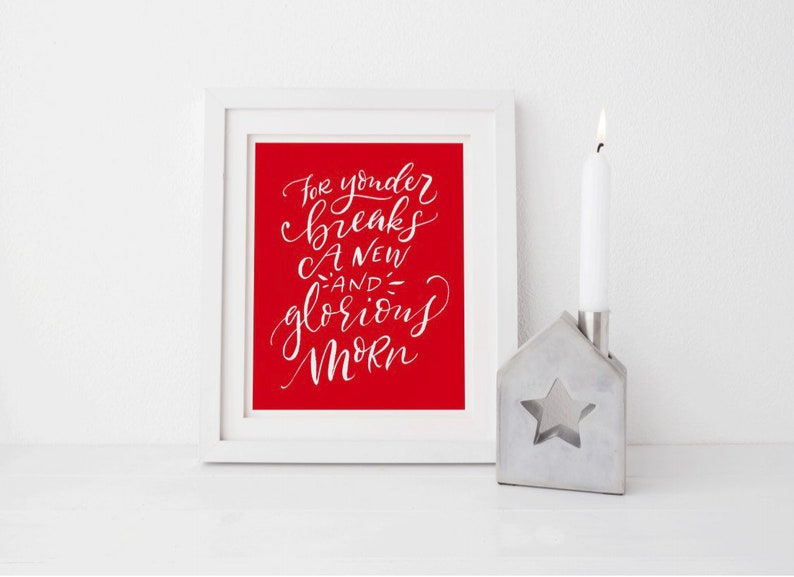 Red For Yonder Breaks Christmas Art Print, Christmas Art Print, Digital Holiday Wall Art, Modern Christmas Art Print image 1