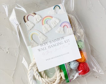 DIY Rope Rainbow Wall Hanging . DIY Rope Rainbow Wall Hanging Kit . Fiber Art Rainbow Kit . Make your own Rainbow Wall Decor . Rainbow Decor